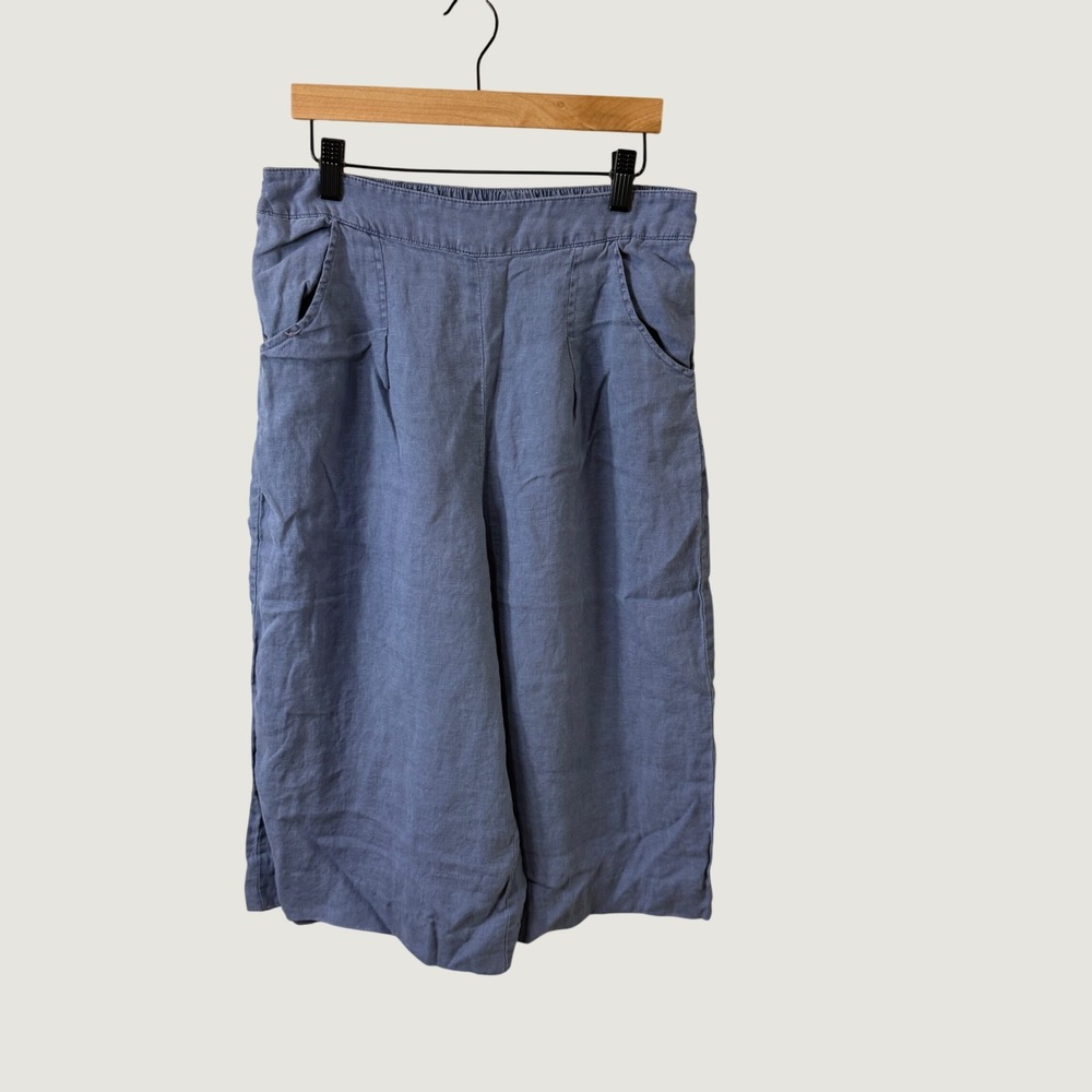 Sigrid Olsen Wide Leg Linen Pants in Slate Blue